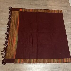 Tibet 100% Yak wool shawl /blanket/winter shawl burgundy new with tags